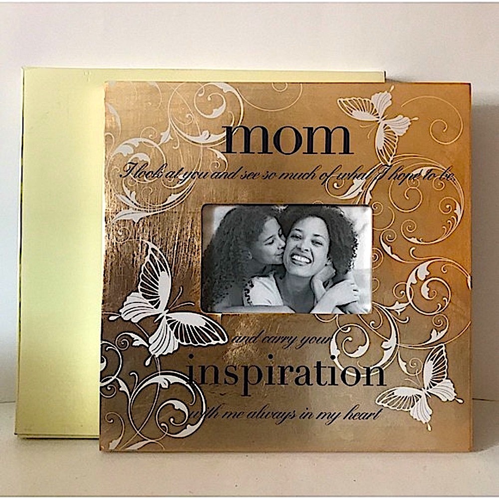 Mom Inspiration Text/ Floral Photo Frame Colour Gold White